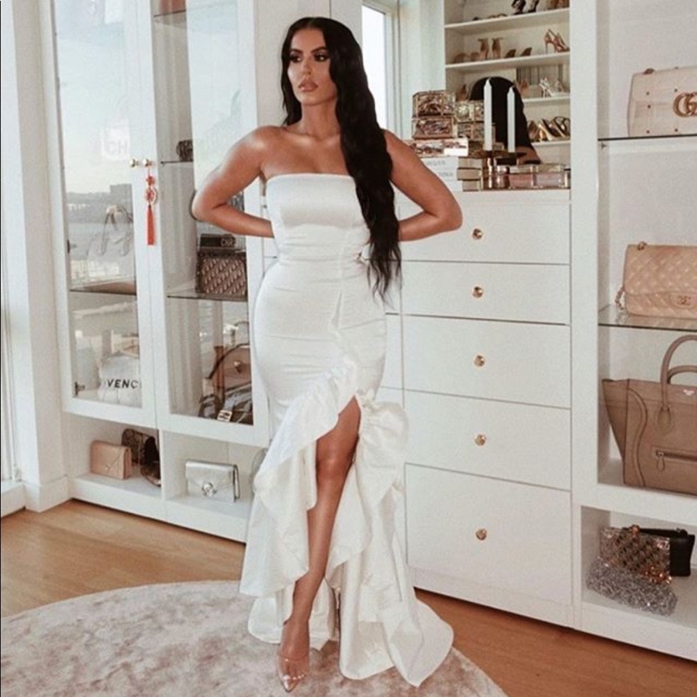 Attentions on me satin gown